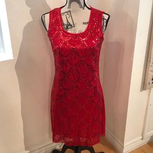 Red, gatsby-themed sequined dress